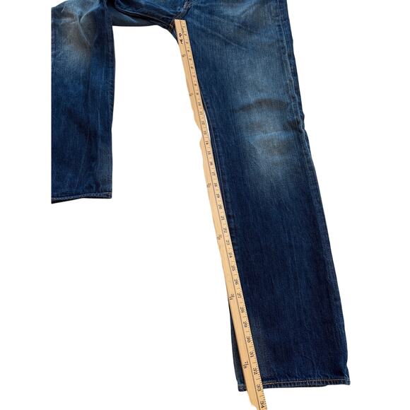 Levis 501 Jeans Mens 34x34 (32x33) Blue Original Fit Button Fly Denim Distressed - Picture 12 of 13